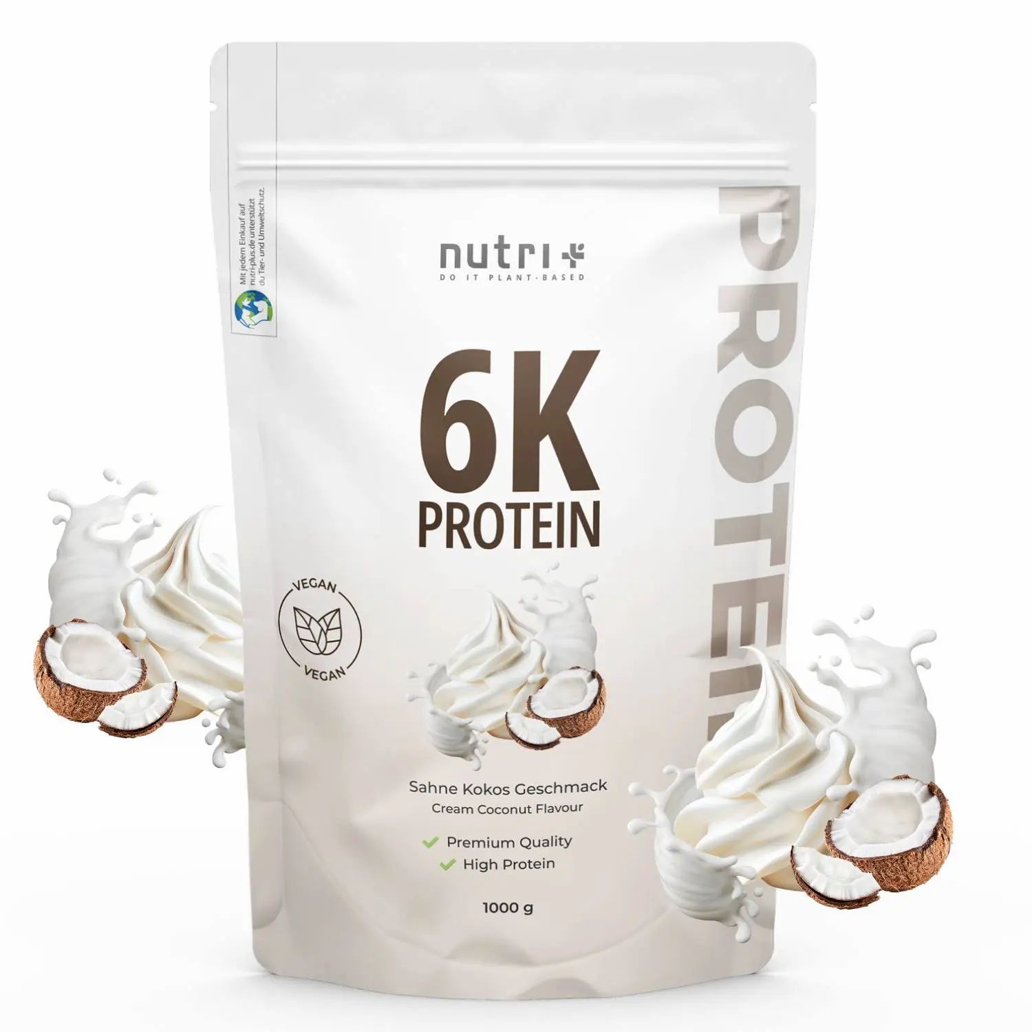 nutri+ 6K Eiweißpulver 1kg - Protein Shake ohne Whey