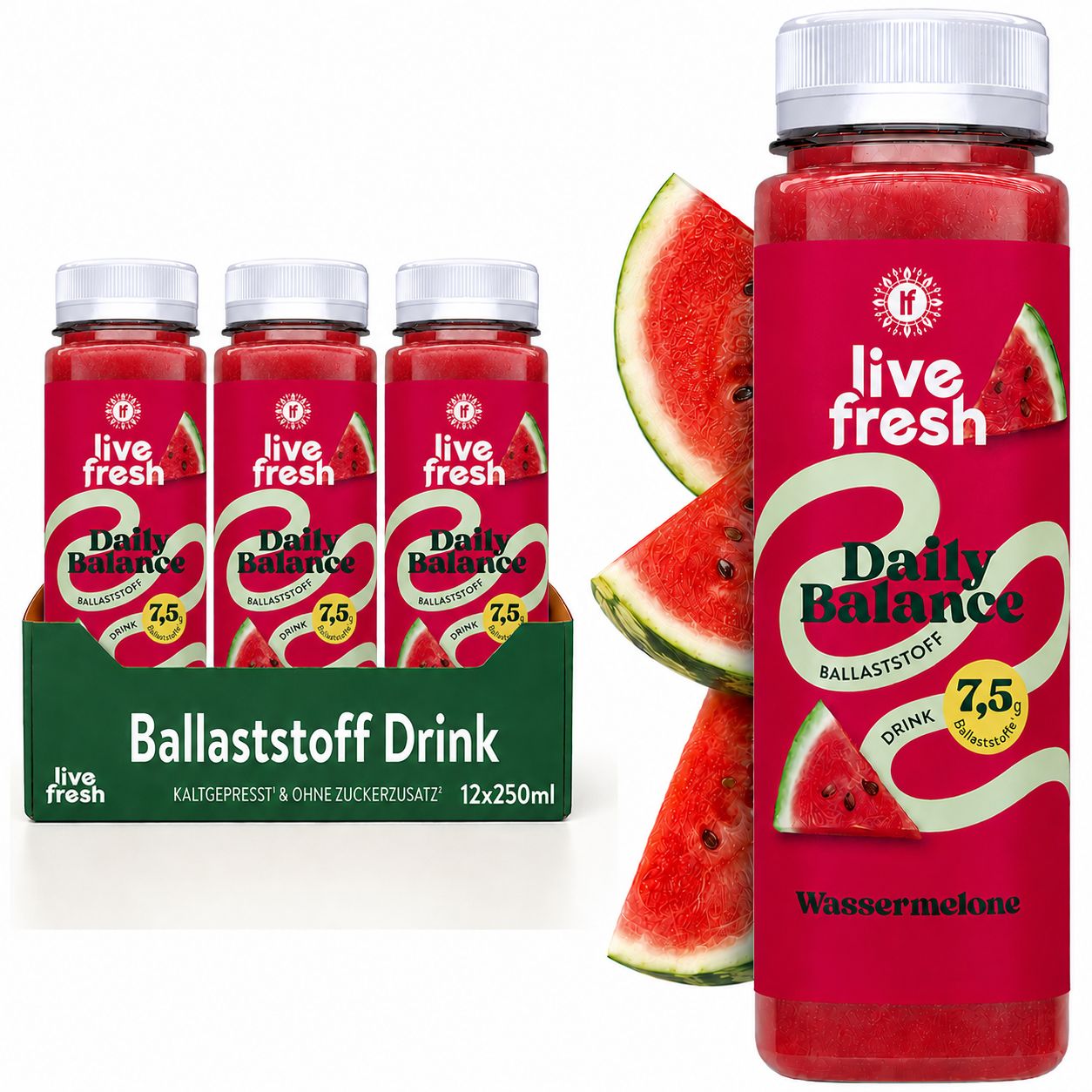 LiveFresh Ballaststoff Drink – Wassermelone