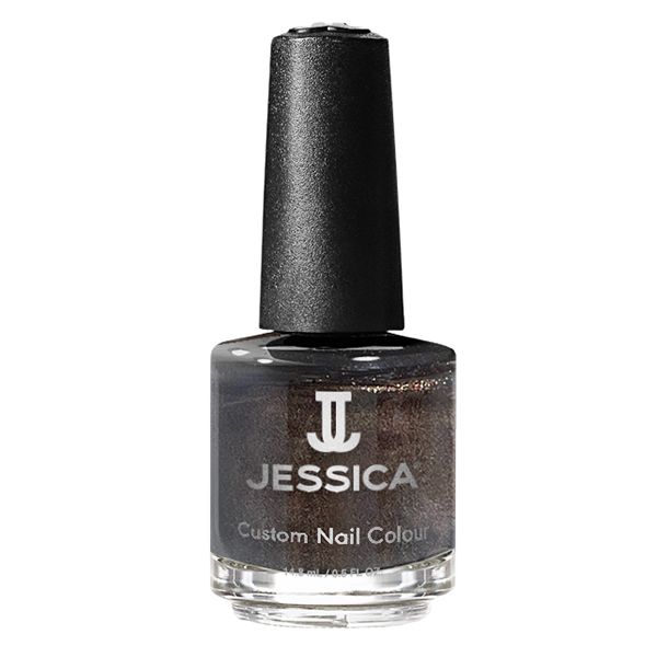 Nagellackflasche mit schwarzem Deckel. Aufschrift: JESSICA Custom Nail Colour.