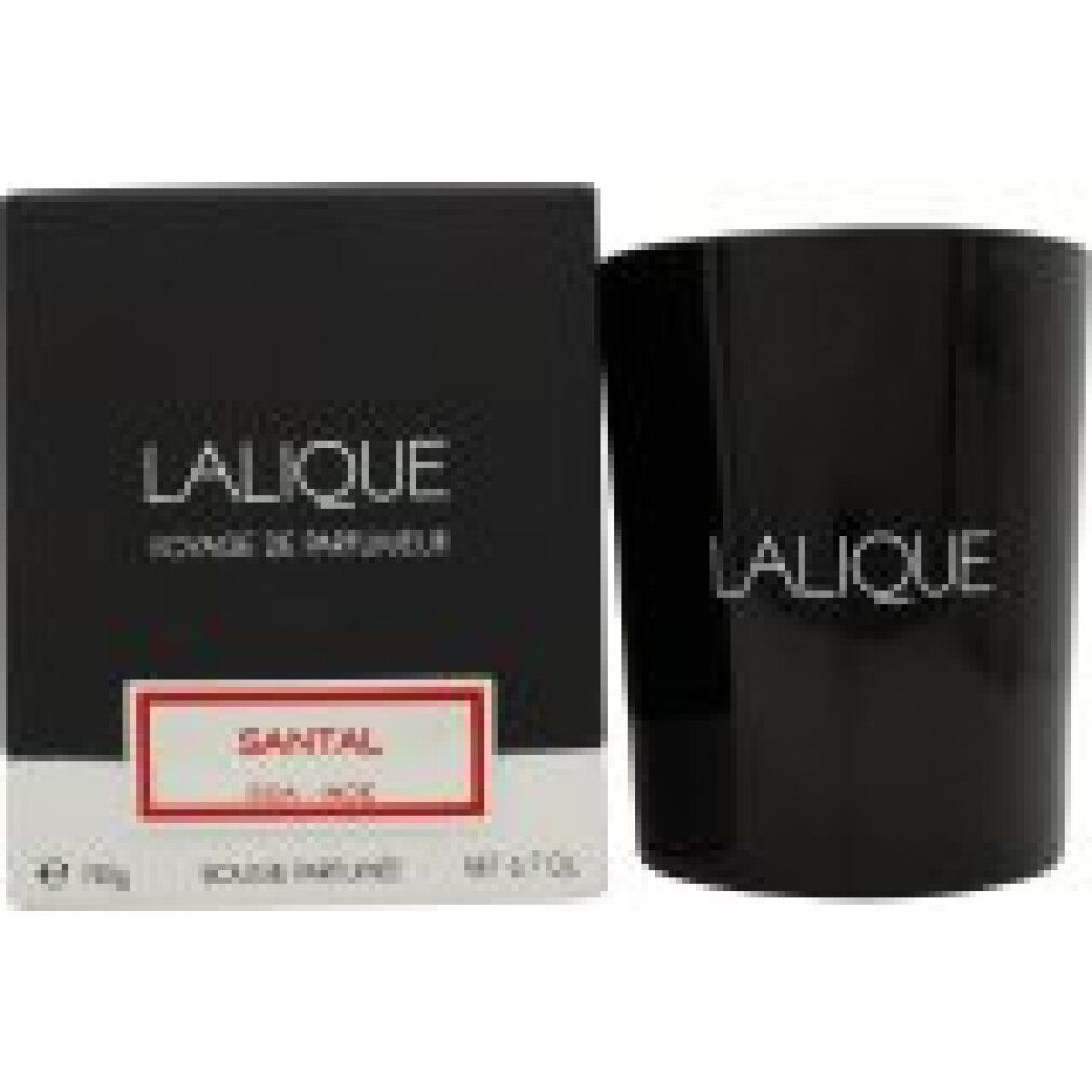 Schwarzer Kerzenhalter und Schachtel. Aufschrift: LALIQUE, SANTAL, GOA-INDE. Netto 6.7 Oz. E 190g.