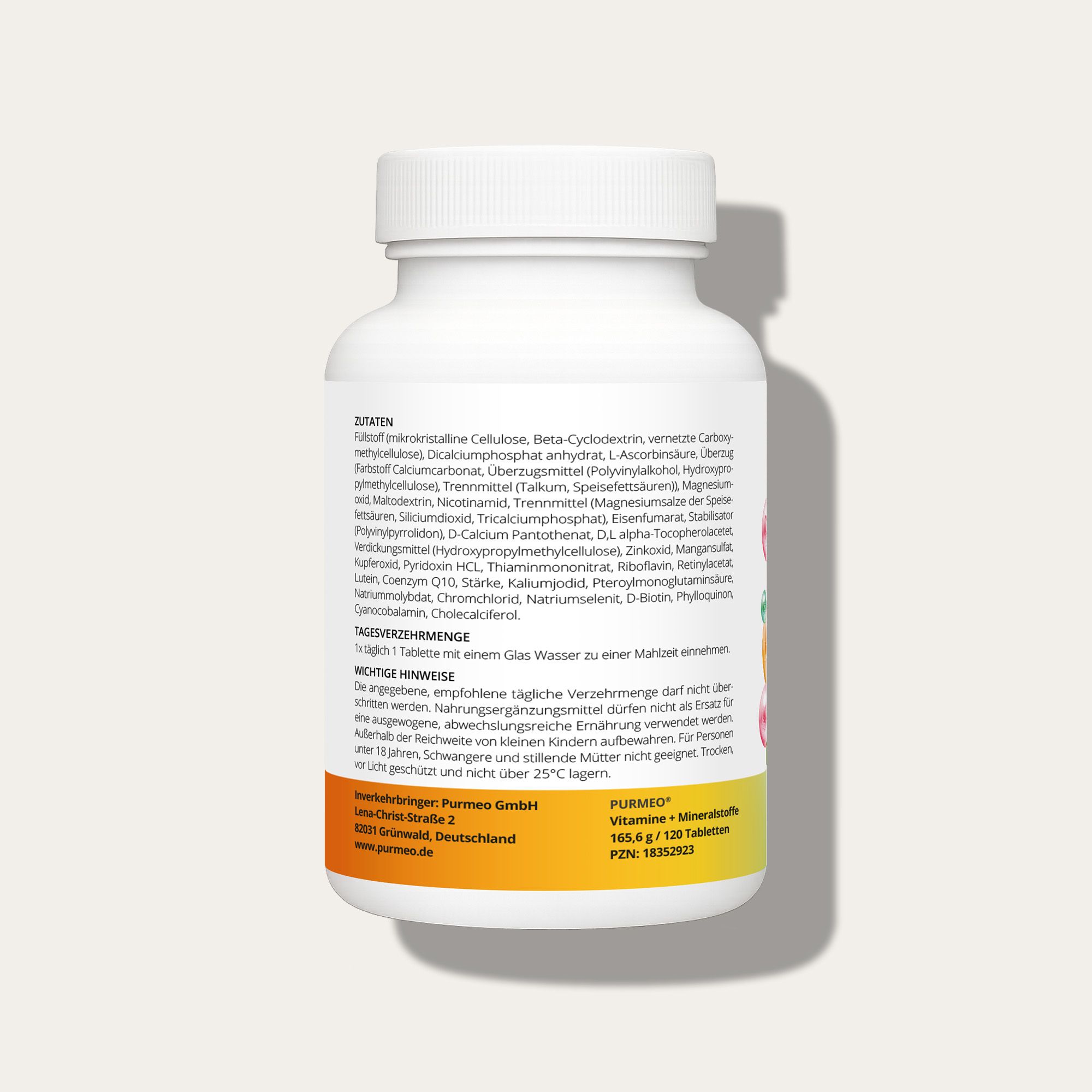 PURMEO 26 Vitamine + Mineralstoffe - mit Zink, Magnesium, Selen, Vit A+D+E+K+C & allen B-Vitaminen