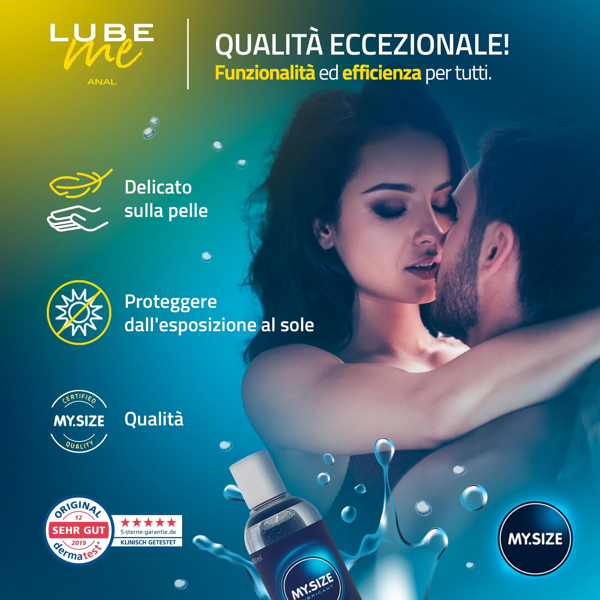 MY.SIZE LUBE ME Anal Gleitgel, 250ml Flasche. Dermatologisch getestet, sanft zur Haut.