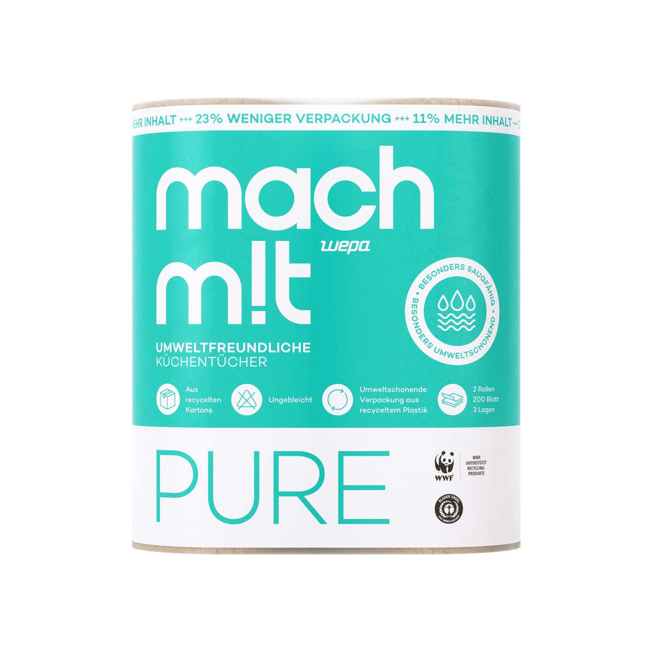 mach m!t PURE Küchenrolle 3-lagig aus recyceltem Karton