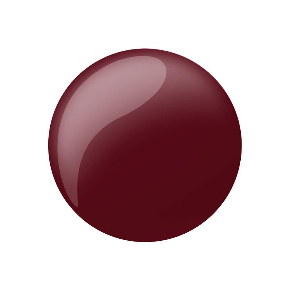 Runder, glänzender Nagellack in dunklem Rot. Keine Flasche oder Verpackung sichtbar.