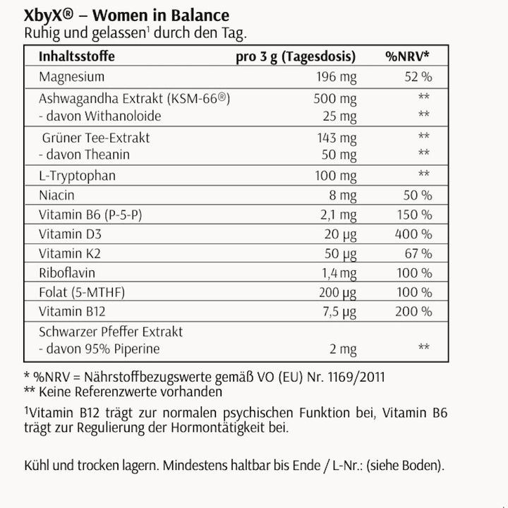 XbyX® Ganz Gelassen - für Gelassenheit & mentale Balance - Ashwagandha, Theanin & Tryptophan