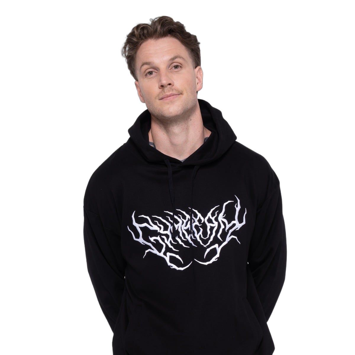 GymBeam Hoodie Herren Oversized mit Kapuze und Taschen in Schwarz Thorn