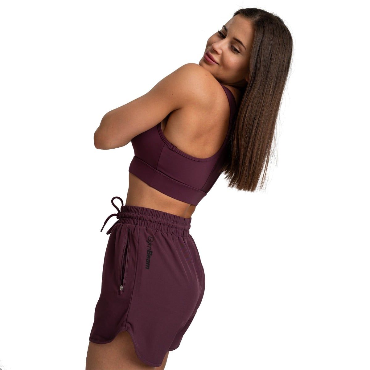 GymBeam Shorts Damen regular mit Kordelzug und Taschen in Eggplant