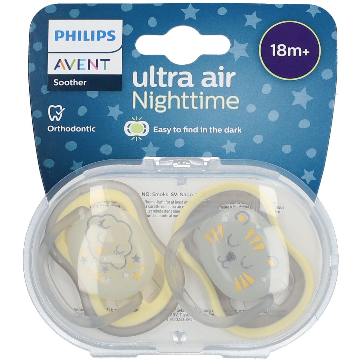 Avent Fopspeen Ultra Air Night Neutral 18 Maanden+ 2 St Schnuller