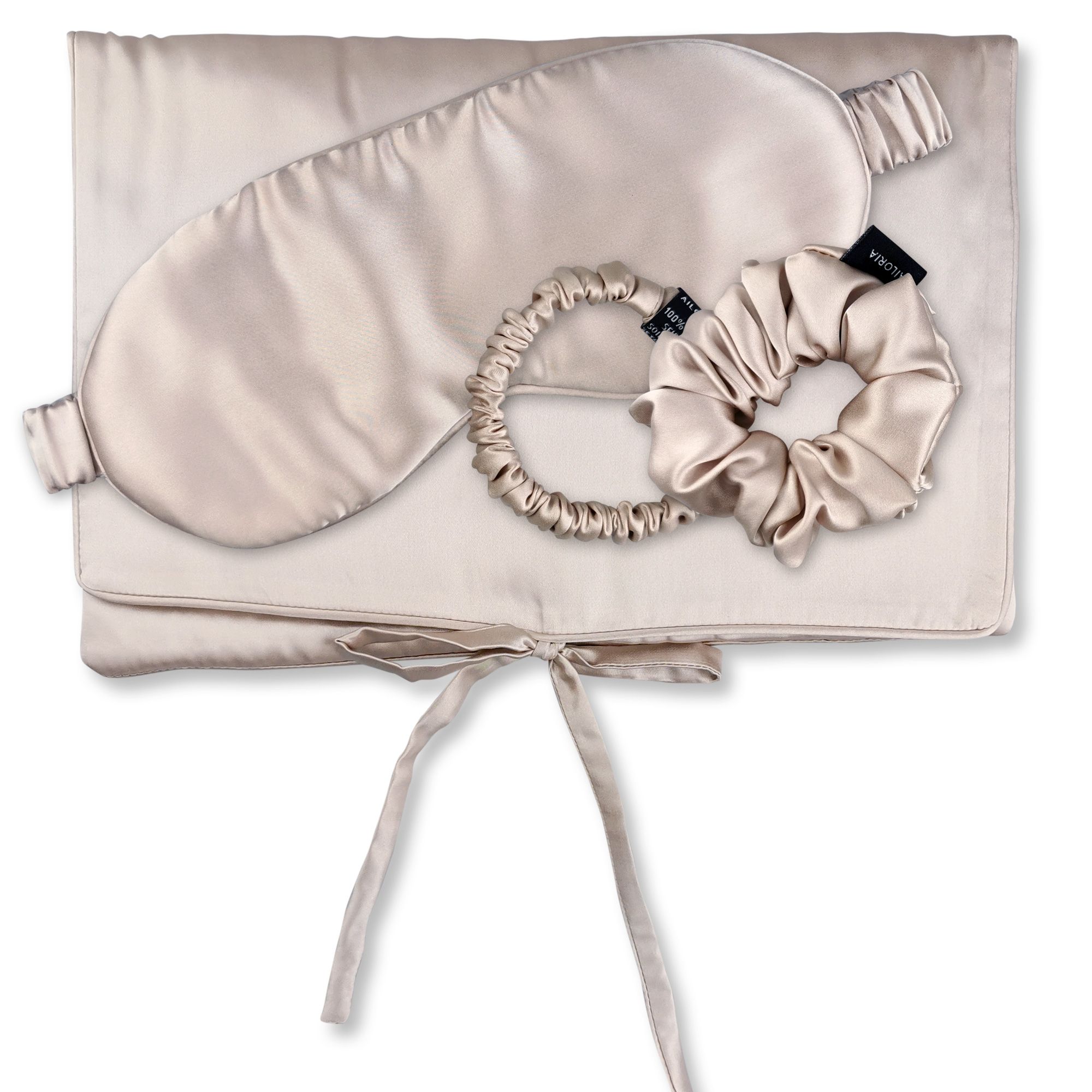 AILORIA TRAVEL SET HAIR - Borsa di seta, maschera per dormire, Scrunchie S & Scrunchie M