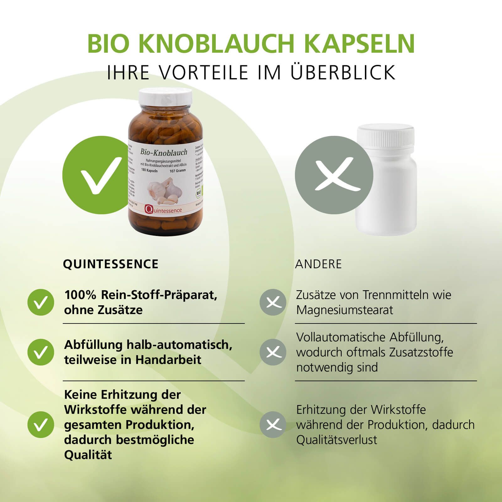 Bio-Knoblauch Kapseln in Bioqualität von Quintessence 107 g