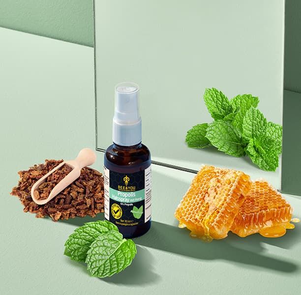 Bee&You Propolis Tinktur, Spray mit Menthol & Honig, Mundspray, Halsspray 2x30 ml