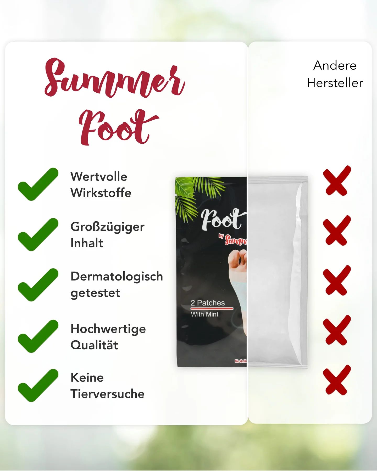 Summer Foot - Fußpads für den Mann mit Minzöl (für 10 Anwendungen)