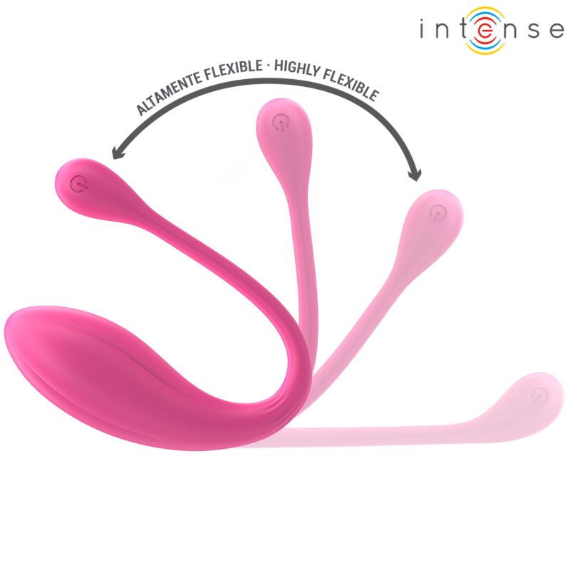 Rosa Vibrator in drei Positionen dargestellt, mit der Aufschrift "Hochflexibel".