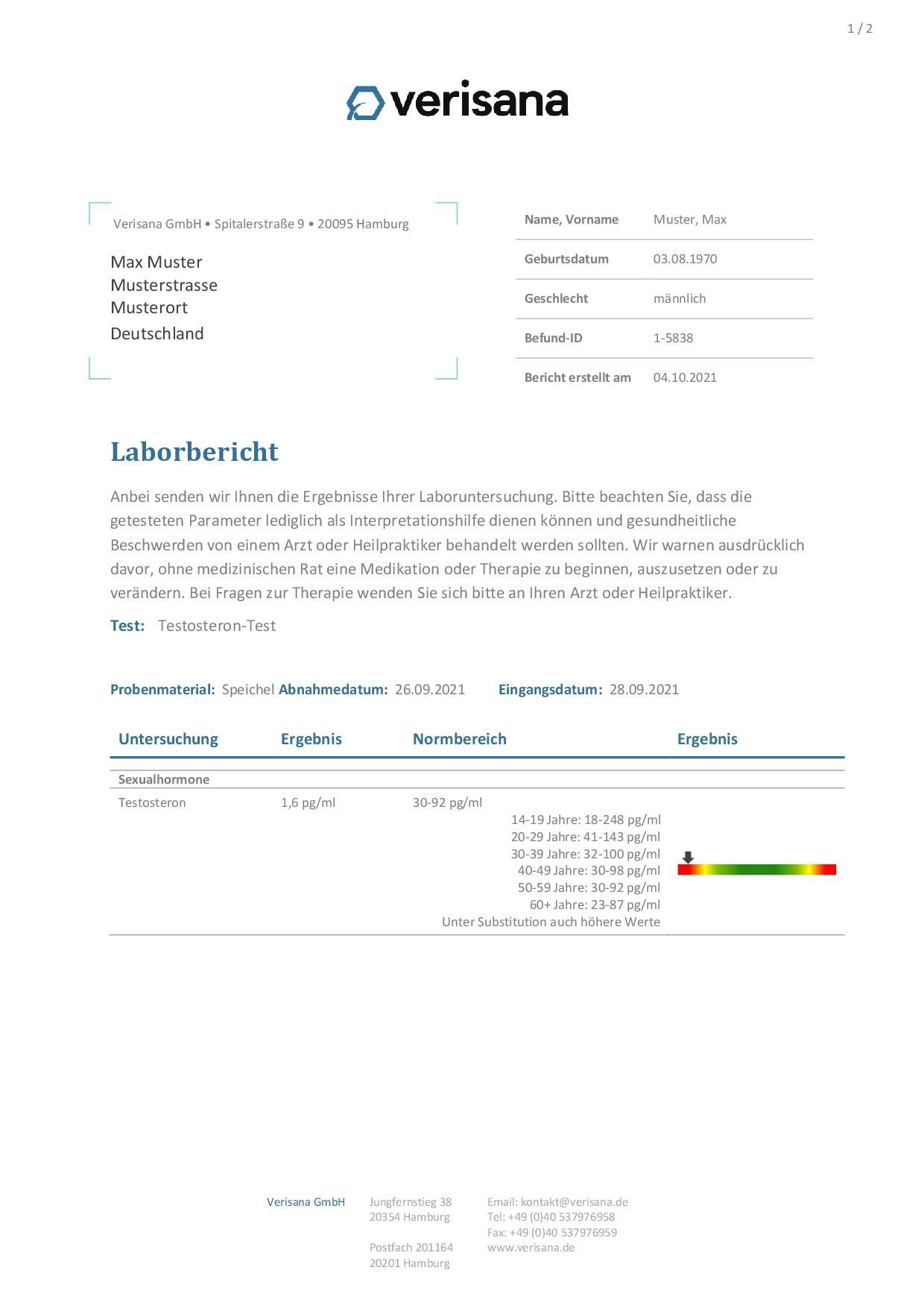 Verisana Testosteron Test 1 St