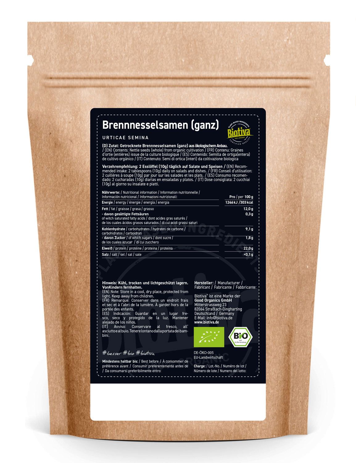 Biotiva Brennnesselsamen ganz Bio 250 g