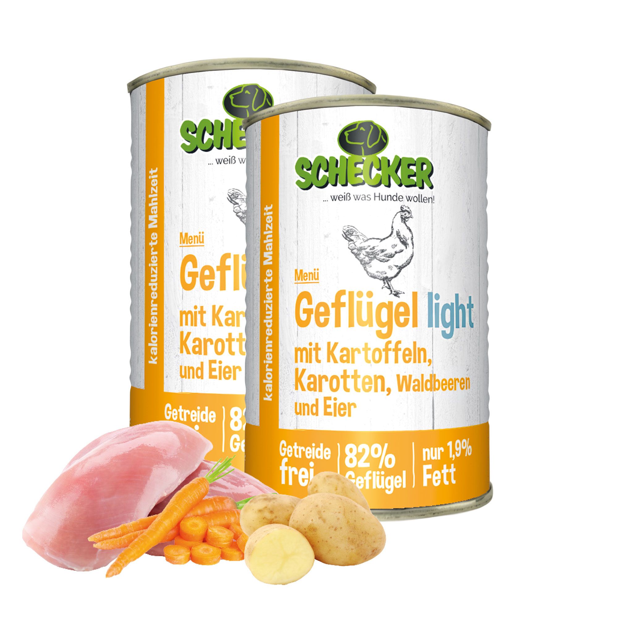 Schecker Fleischtopf Menü - light Diätfutter für Hunde - Nassfutter