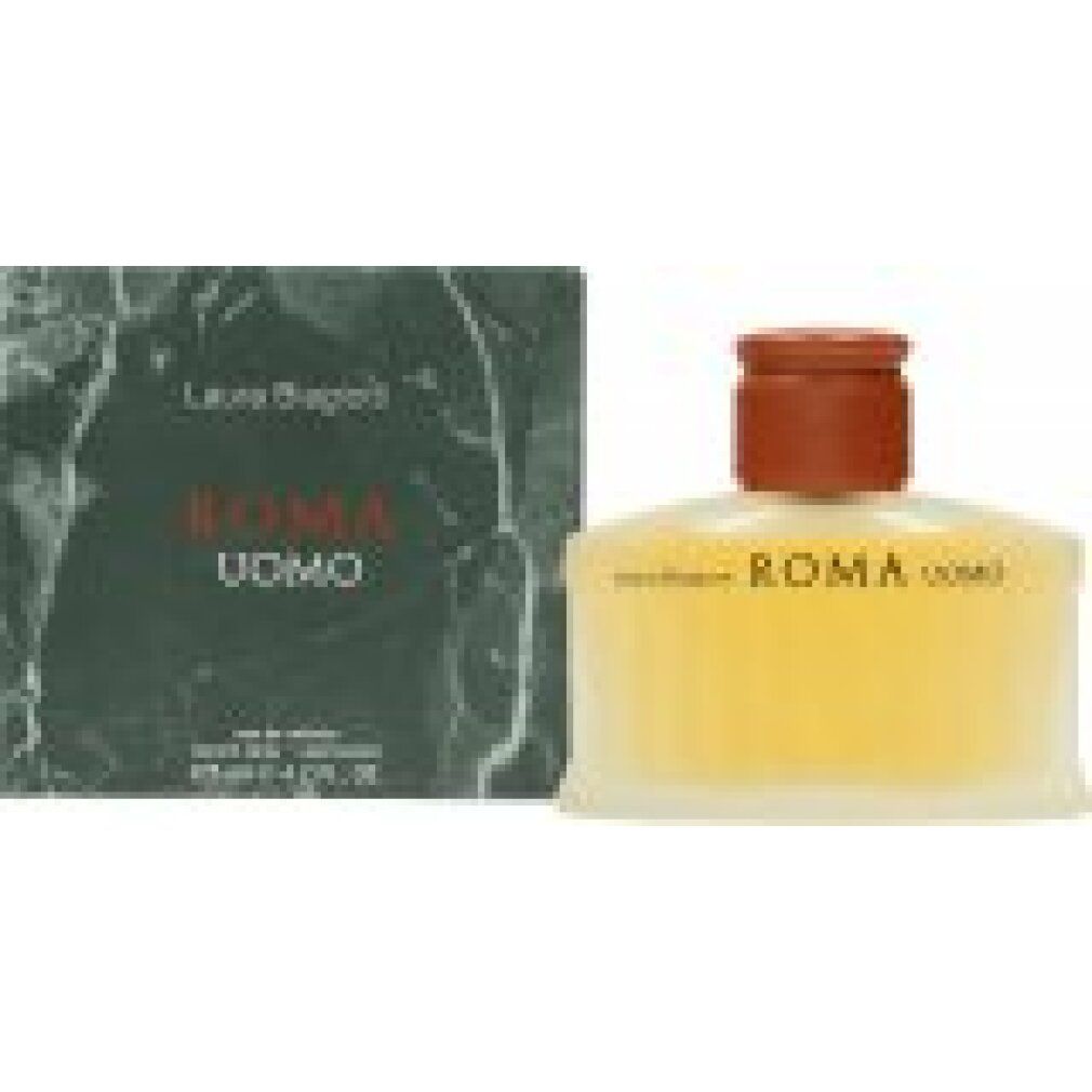 Laura Biagiotti Roma Uomo Eau de Toilette Flakon und Karton.