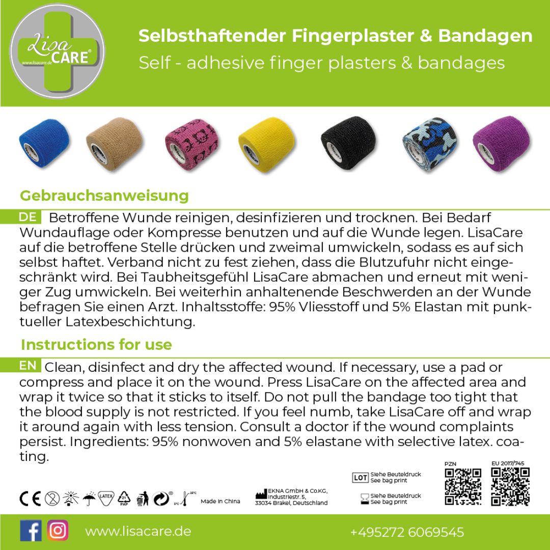 LisaCare selbstklebender Verband - Neonorange - 5cm x 4,5m