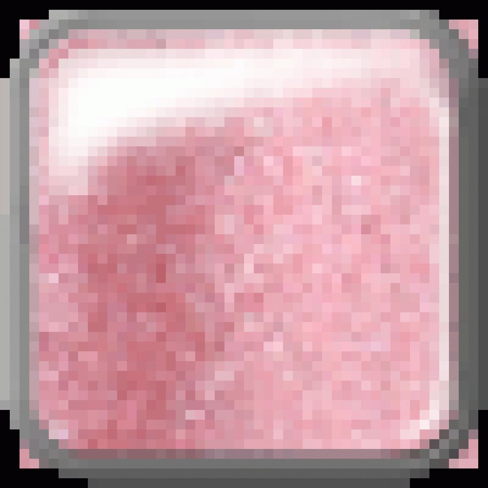 Quadratische, rosa Flüssigkeit mit glitzerndem Effekt. Umrandung in Grau.