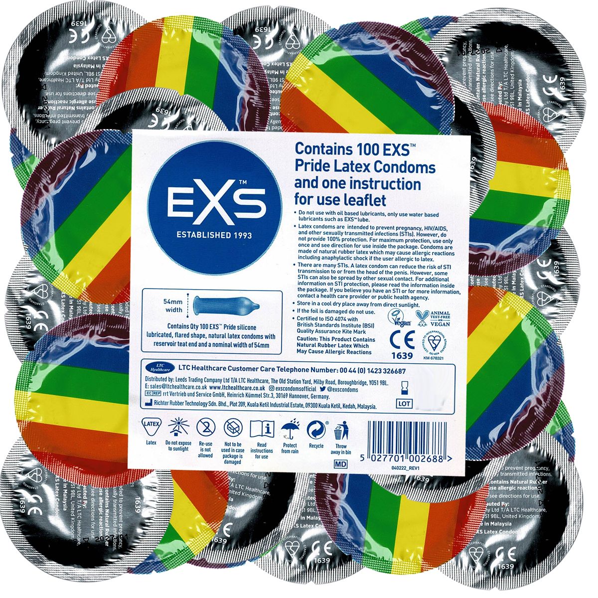 EXS Vorratsbeutel *Rainbow Love* Pride-Kondome (Rundfolien)