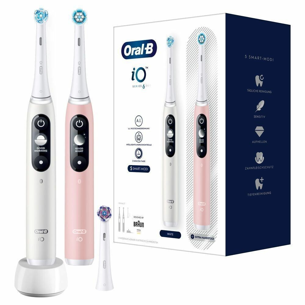 Oral-B iO 6 iO6 Doppelpack Elektrische Zahnbürste/Electric Toothbrush mit revolutionärer Magnet-Te