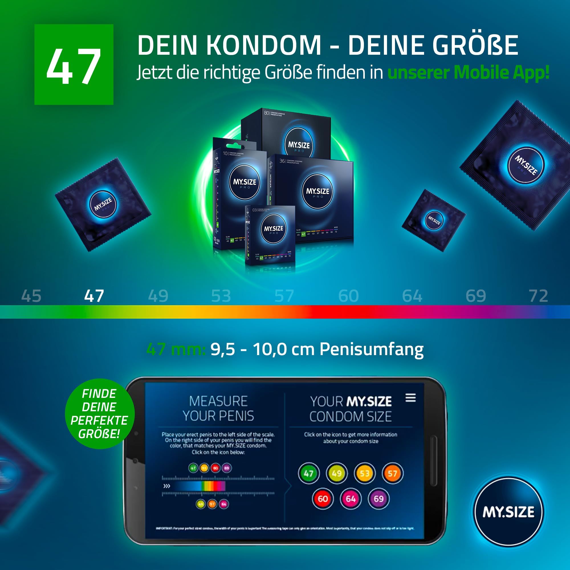MY.SIZE: Finde deine perfekte Kondomgröße mit der App. Größen 45-72.