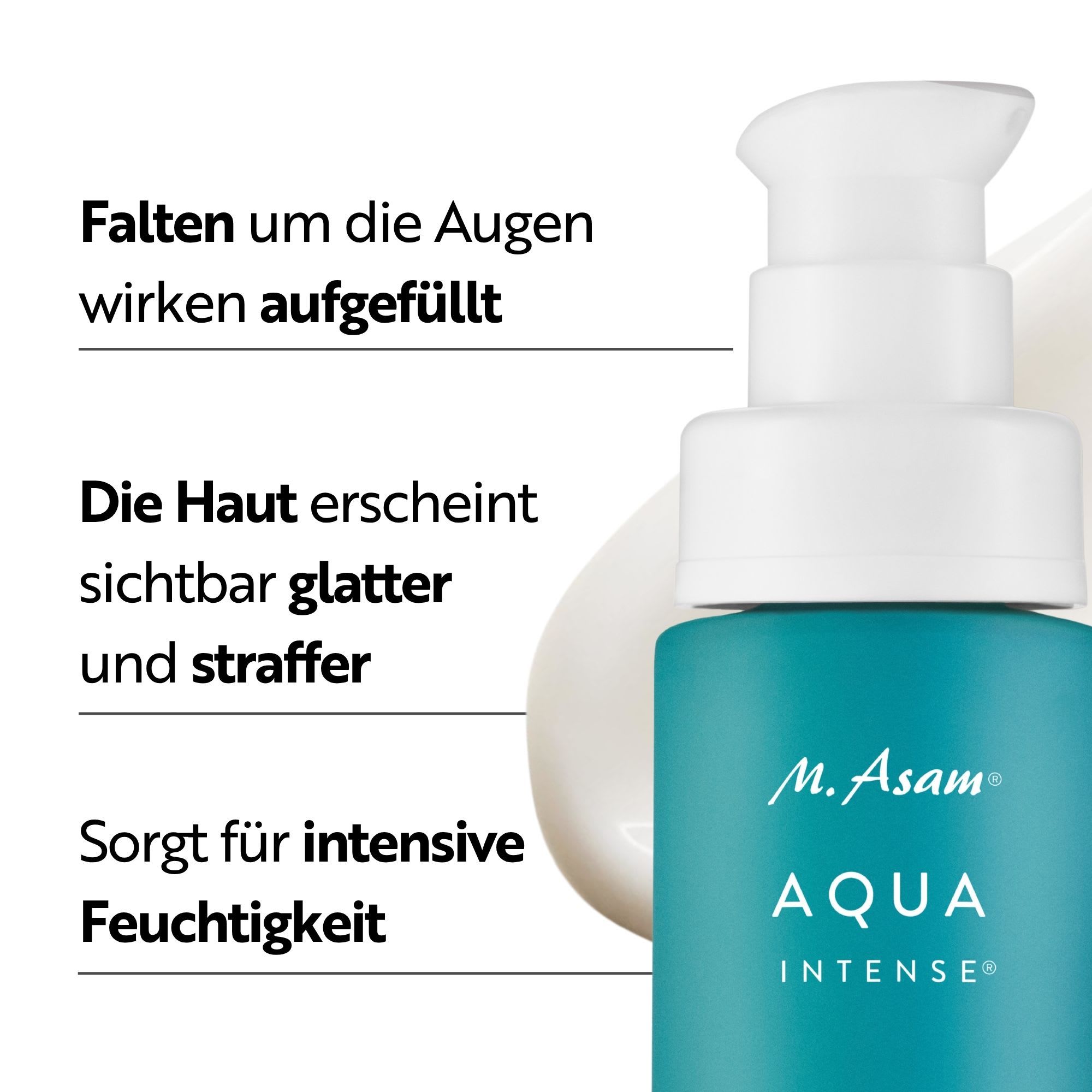 M. Asam AQUA INTENSE Hyaluron Augencreme Spender mit Pumpmechanismus.