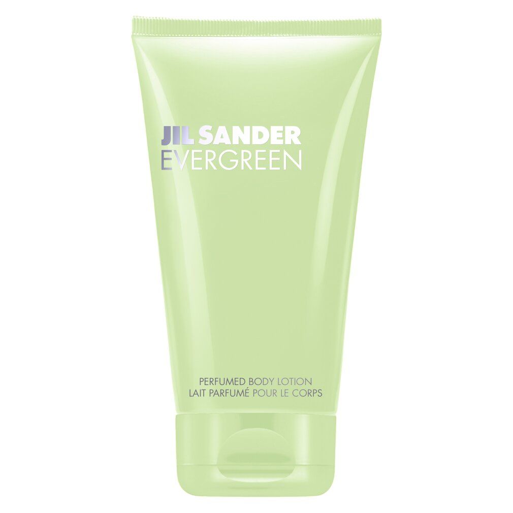 Grüne Tube. Aufschrift: Jil Sander Evergreen. Produkt: Perfumed Body Lotion. Flasche.