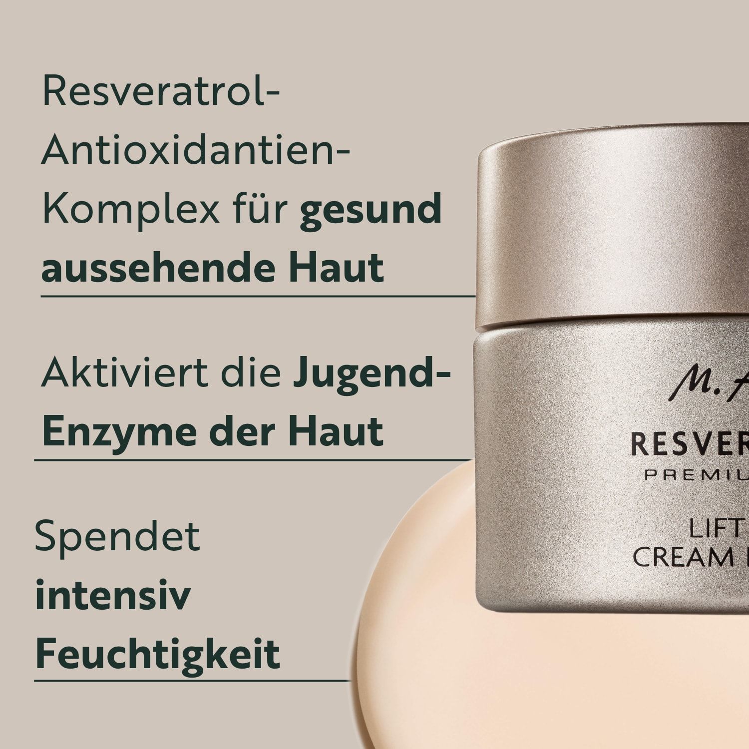 M. Asam Lifting Gesichtscreme: Resveratrol-Antioxidantien-Komplex für gesunde Haut, aktiviert Jugend-Enzyme, spendet Feuchtigkeit.