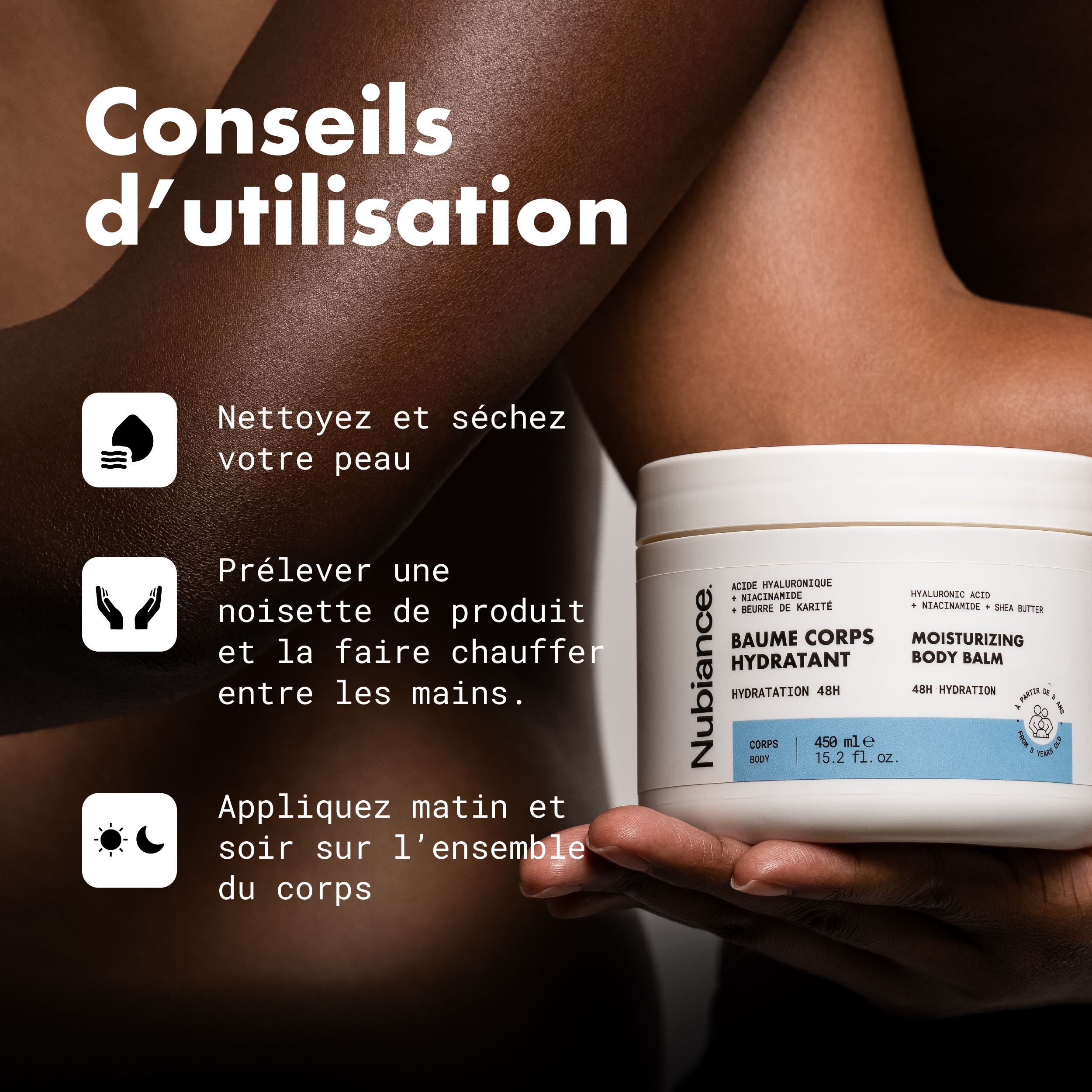 Nubiance - Feuchtigkeitsspendender Körperbalsam mit Hyaluron und Niacinamid