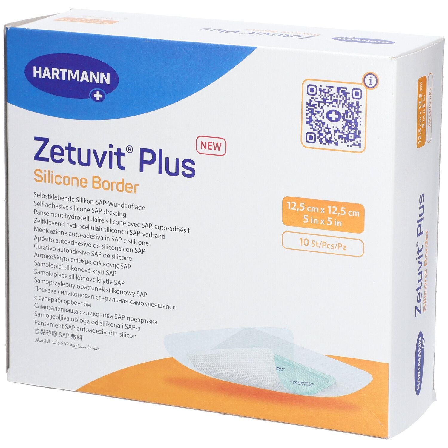 Zetuvit® Plus Silicone Border Selbstklebende Silikon-SAP-Wundauflage 12,5 x 12,5 cm