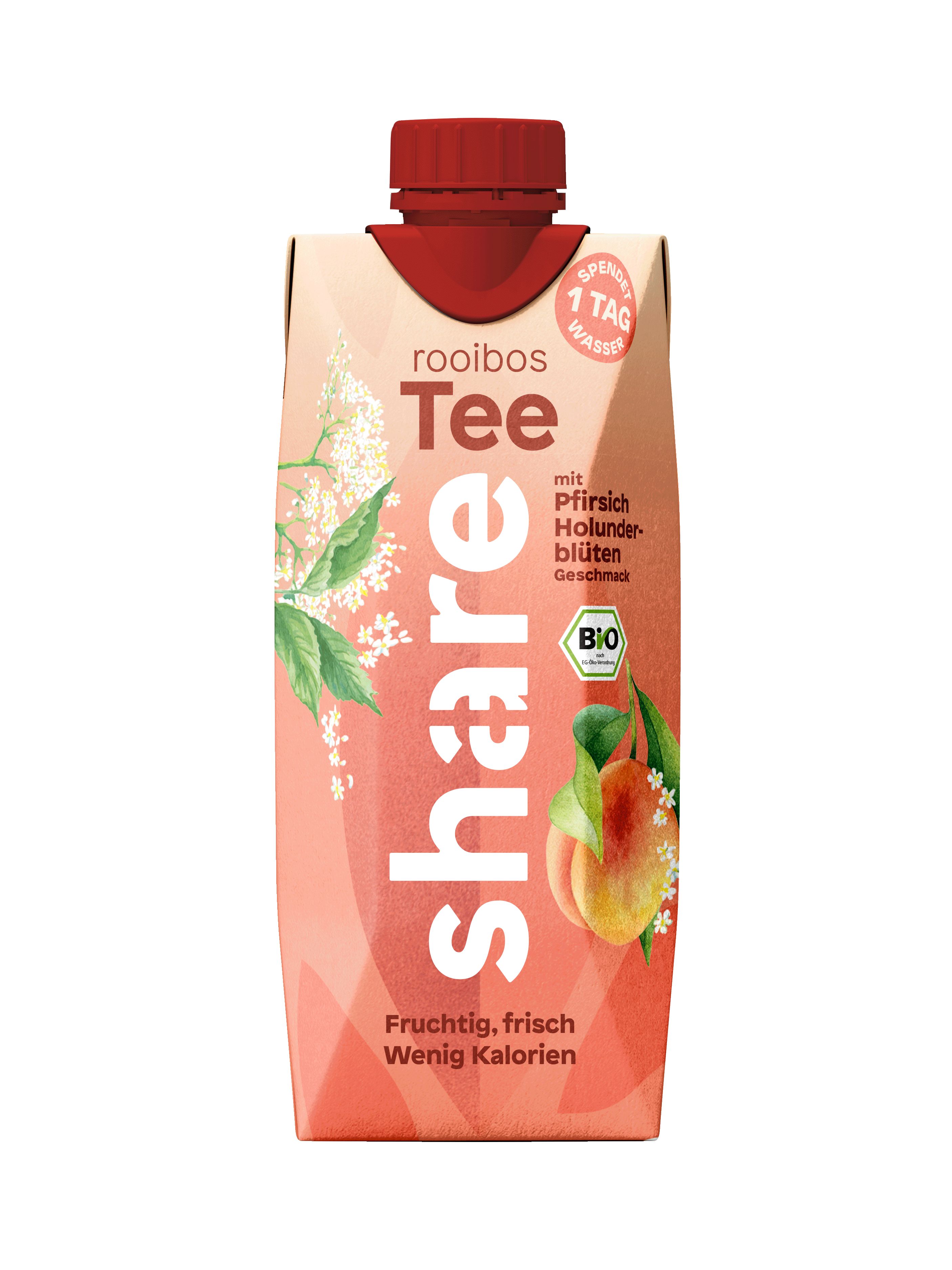 share Bio Teegetränk Rooibos Pfirsich Holunderblüte in Tetra pfandfrei