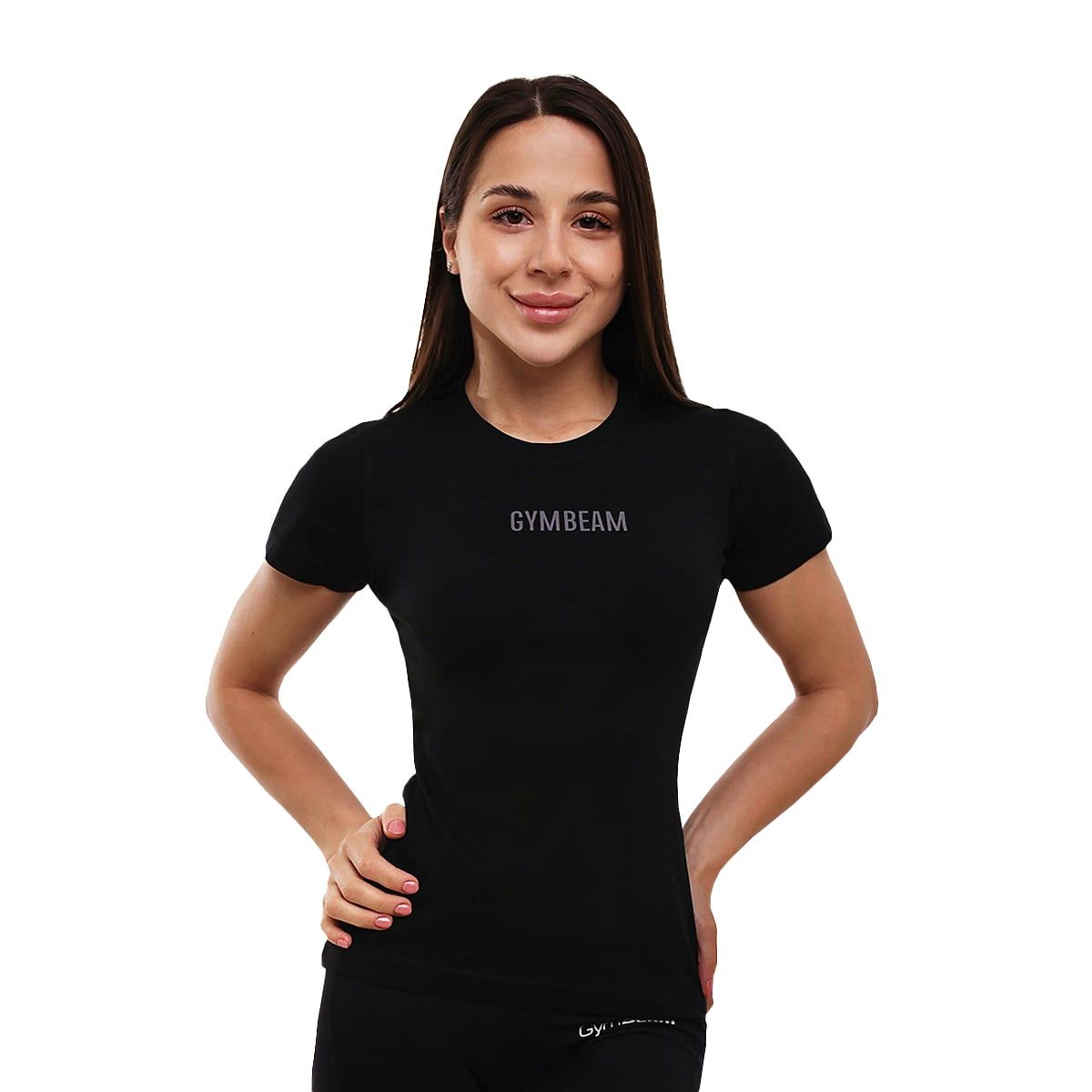 GymBeam T-Shirt Damen FIT slim mit rundem Ausschnitt in Schwarz