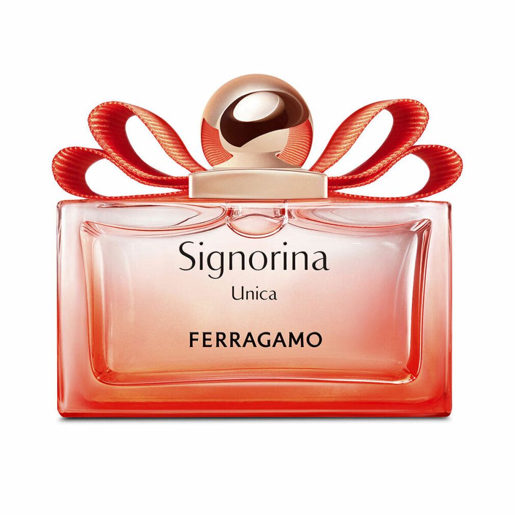 Salvatore Ferragamo Unica Eau de Parfum Vapo 50ml. Rechteckiger Flakon mit roter Schleife.