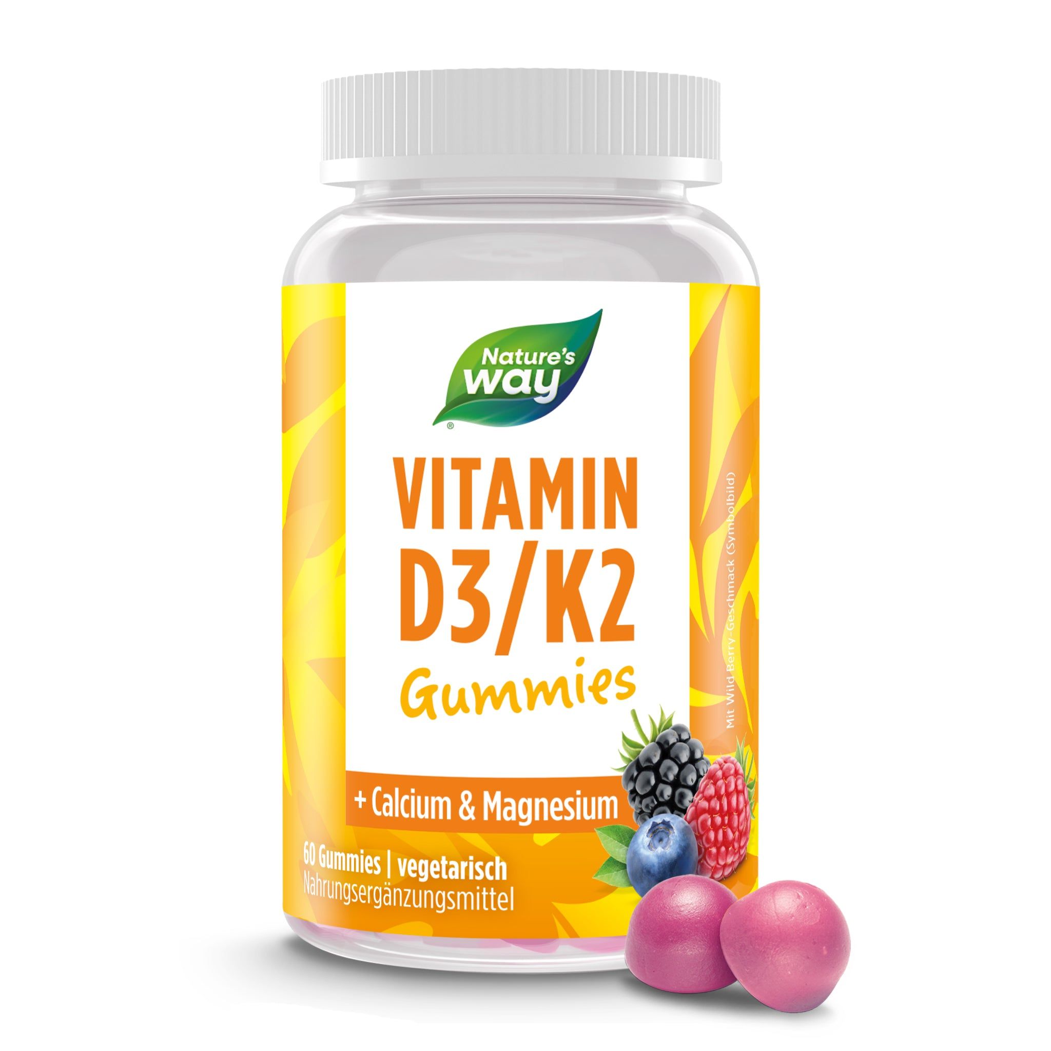 Vitamin D3 K2 Gummies mit Magnesium und Calcium Wildberry Geschmack