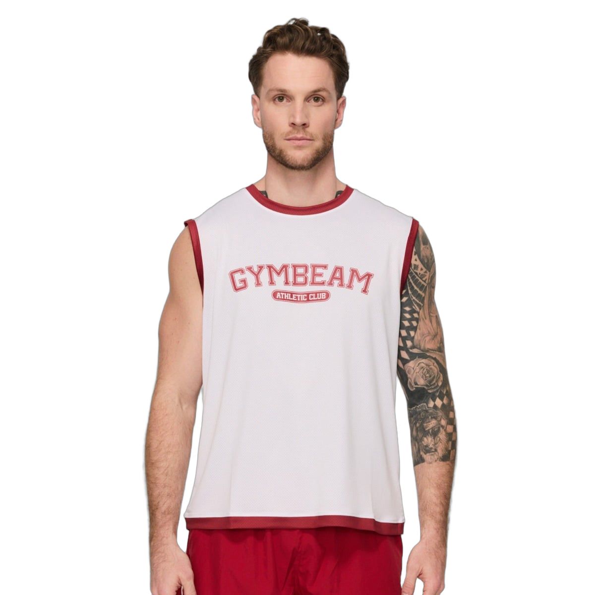 GymBeam Tanktop Herren Oversized im Varsity-Design in Weiß 1 St