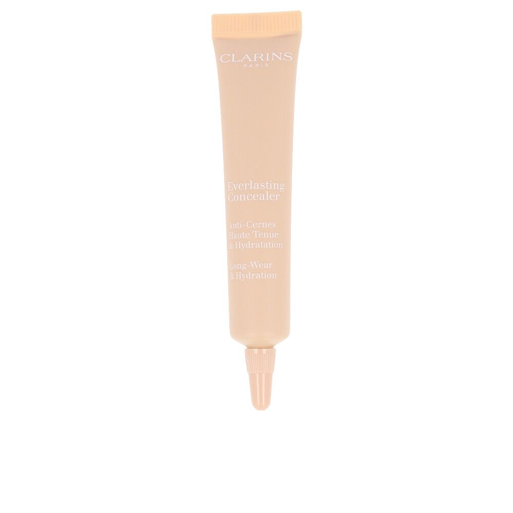 Beige Concealer-Tube. Marke CLARINS. Text: Everlasting Concealer. Spitze zum Auftragen.