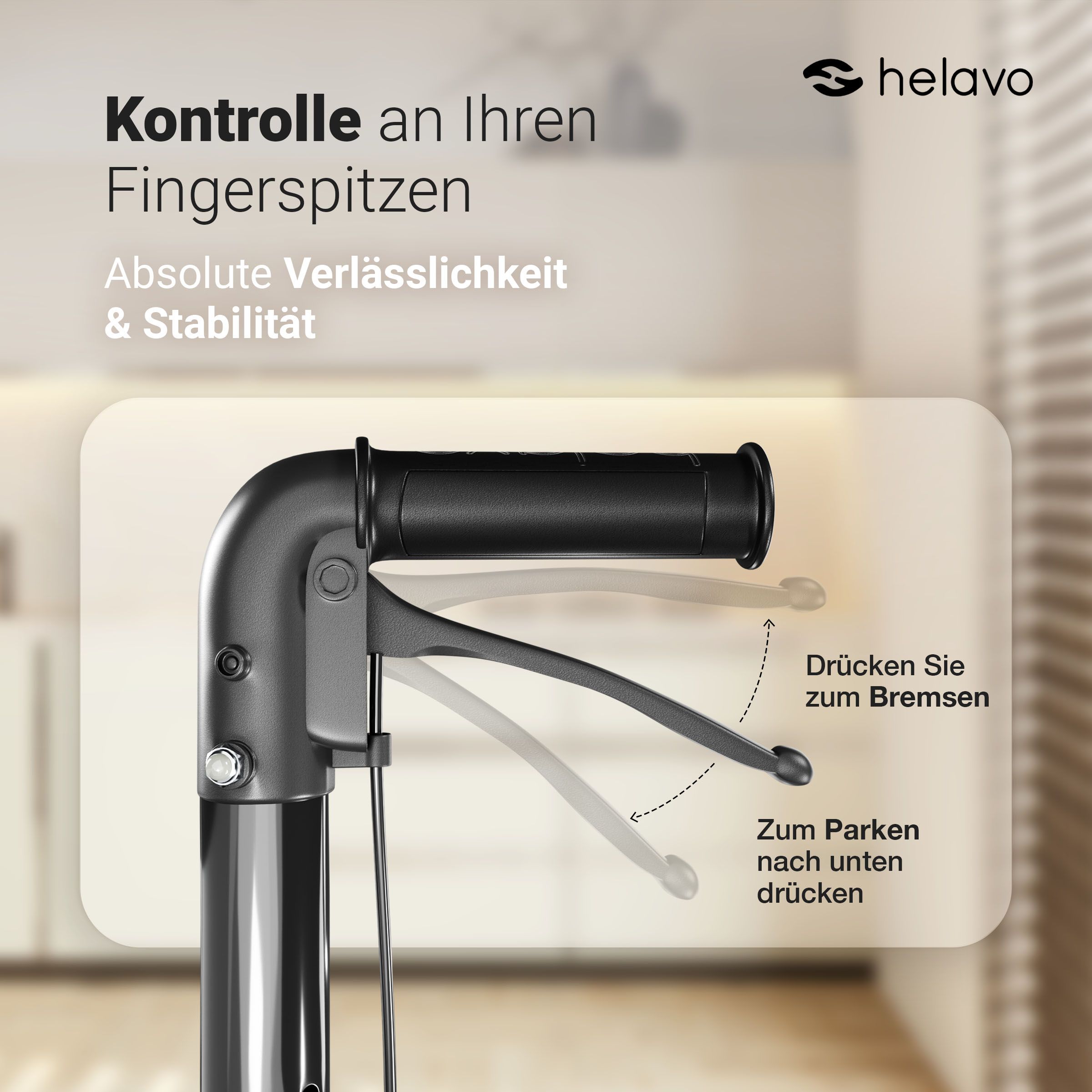 Helavo Dreiradrollator schmal faltbar 3 Raeder Aluminium All Terrain Gehhilfe 5,5kg