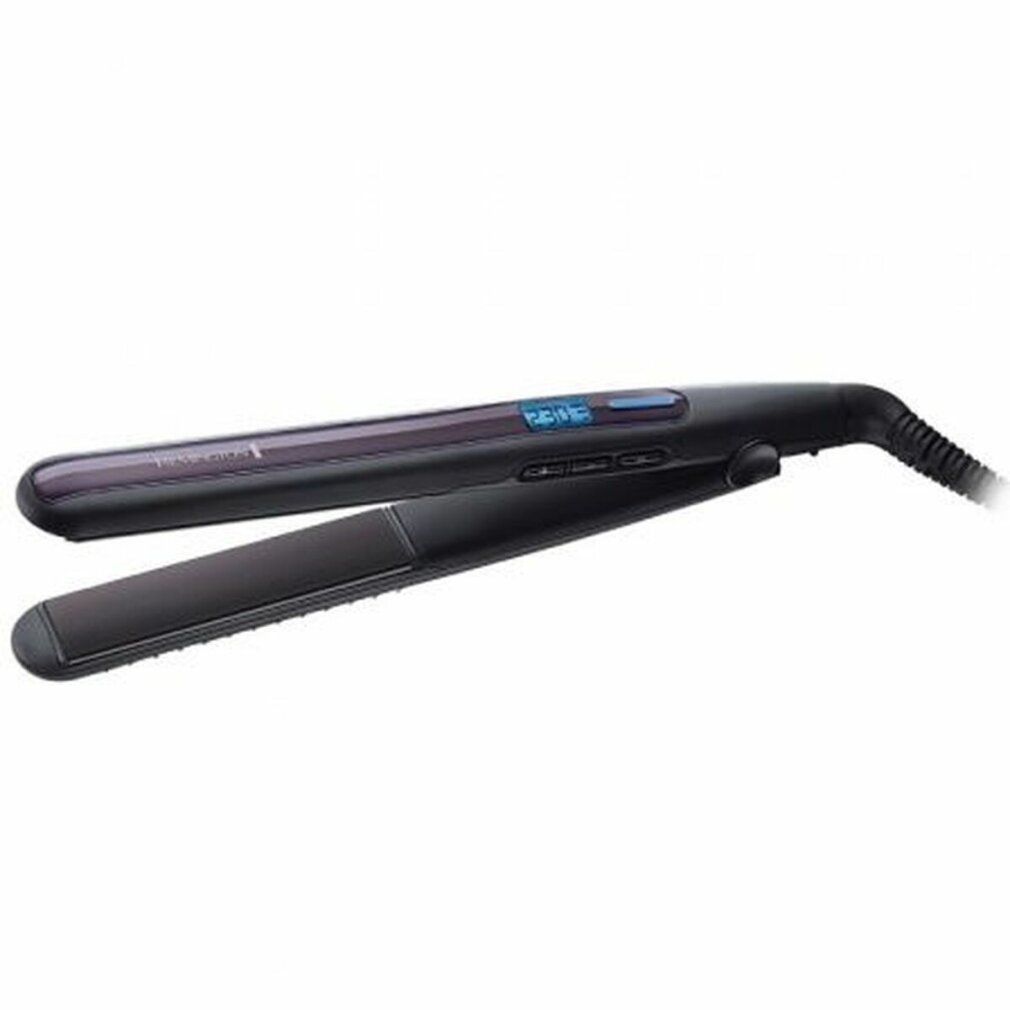 Schwarzes Glätteisen mit digitaler Anzeige. Marke Remington sichtbar.