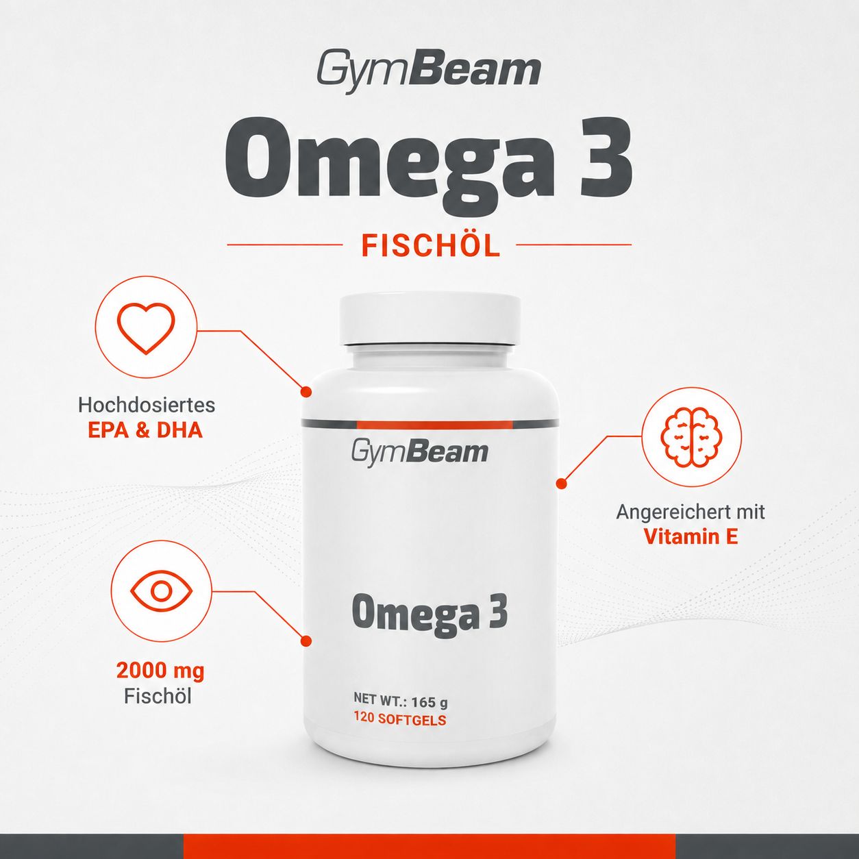 GymBeam Omega 3 Fischöl Kapseln, 120 Stück.