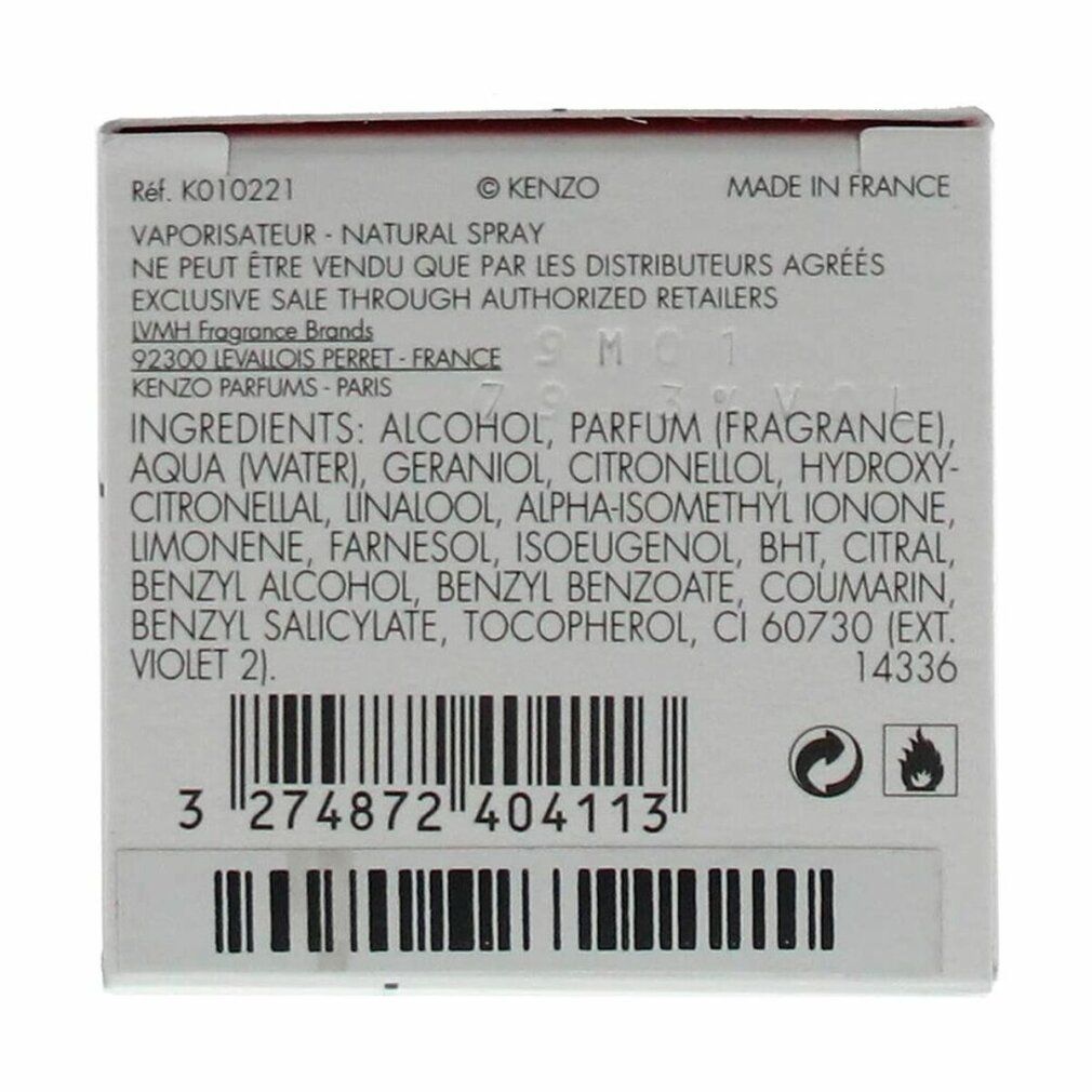 Rückseite der Verpackung. Text mit Inhaltsstoffen, Herstellerinformationen und Barcode.
