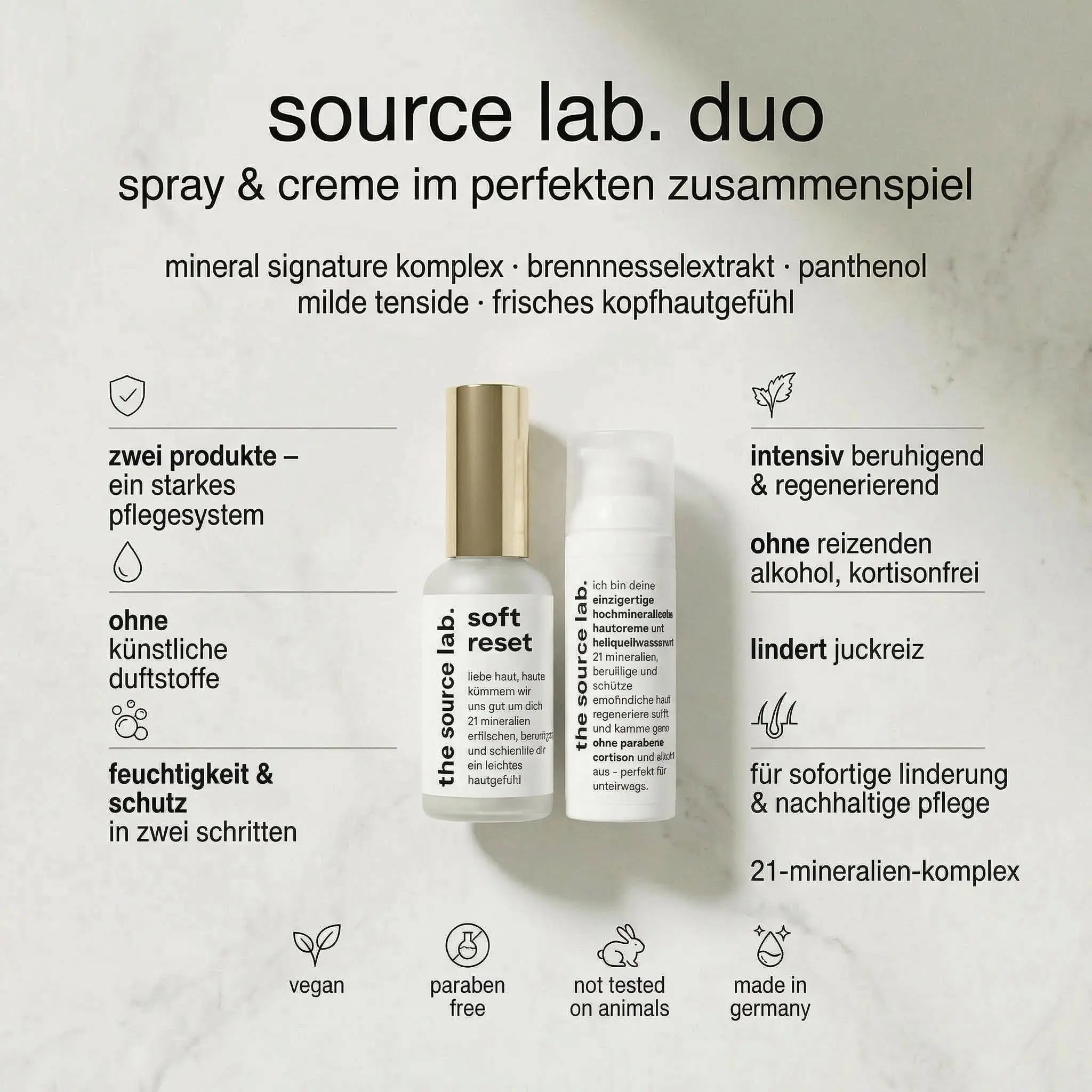 the source lab. Duo Hautpflegeset – Beruhigende Pflege für sensible Haut (Spray & Creme)