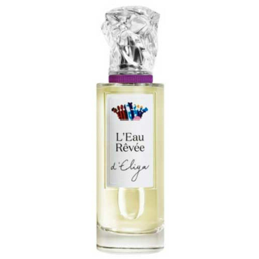 Glasflakon mit gelblicher Flüssigkeit. Aufschrift: L'Eau Rêvée d'Eliya. Transparenter Verschluss.