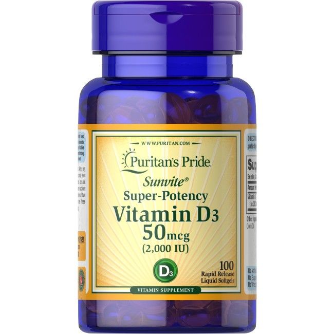 Puritan's Pride Vitamin D3 50 mcg (2000 IE) 100 Pc