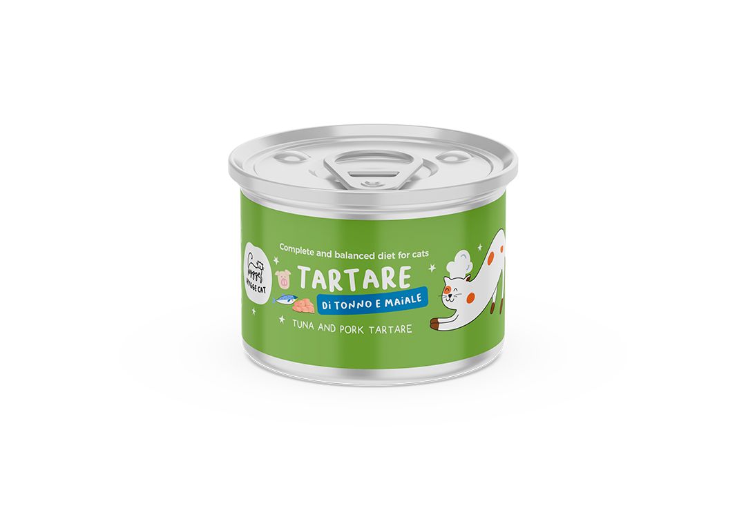HYGGEDOG - Tartare di Tonno e Maiale Alimento completo per gatti - 1 scatoletta