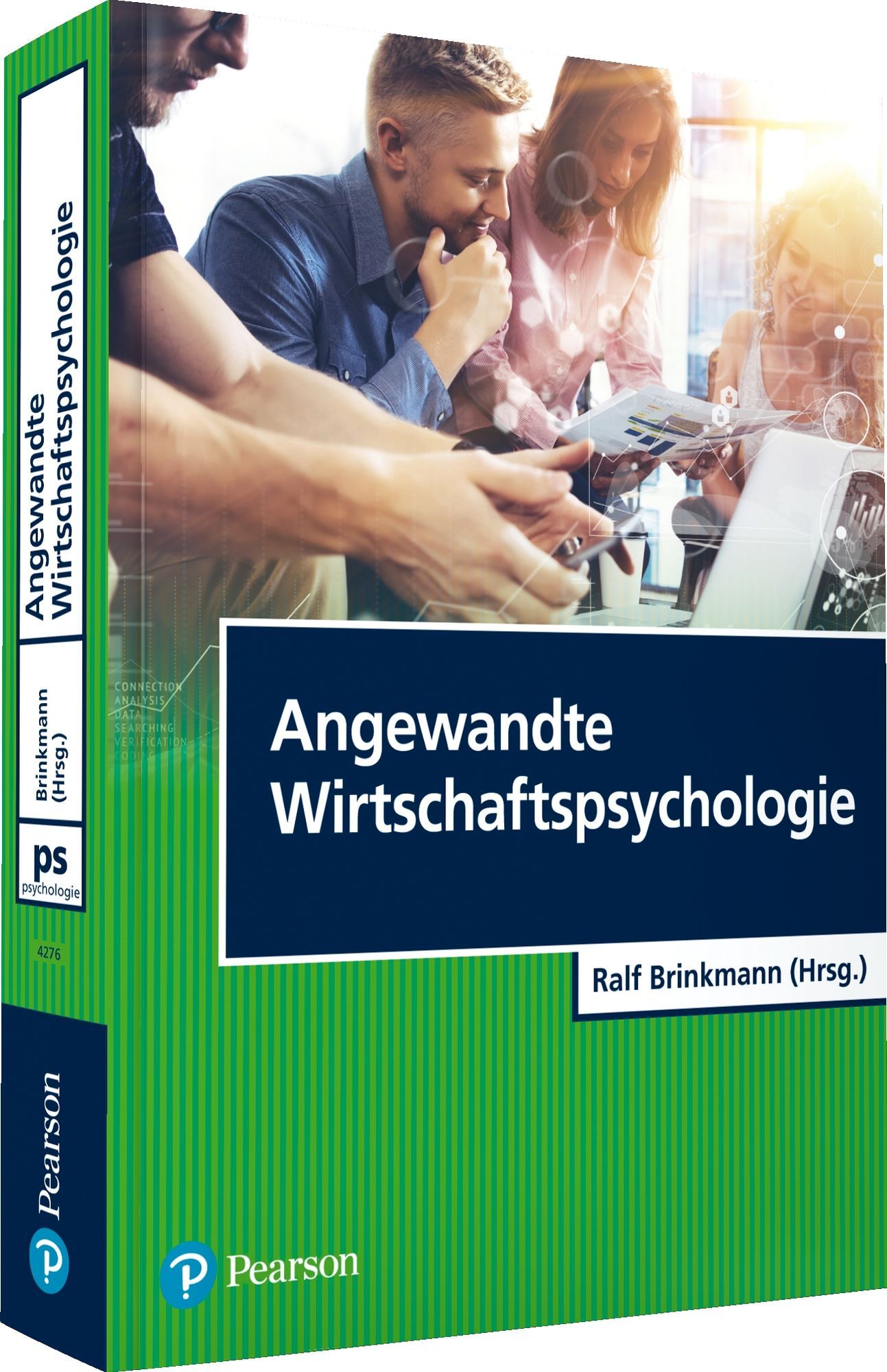Buchcover: Angewandte Wirtschaftspsychologie. Titel in Weiß auf blauem Feld. Autor: Ralf Brinkmann (Hrsg.). Verlag: Pearson.