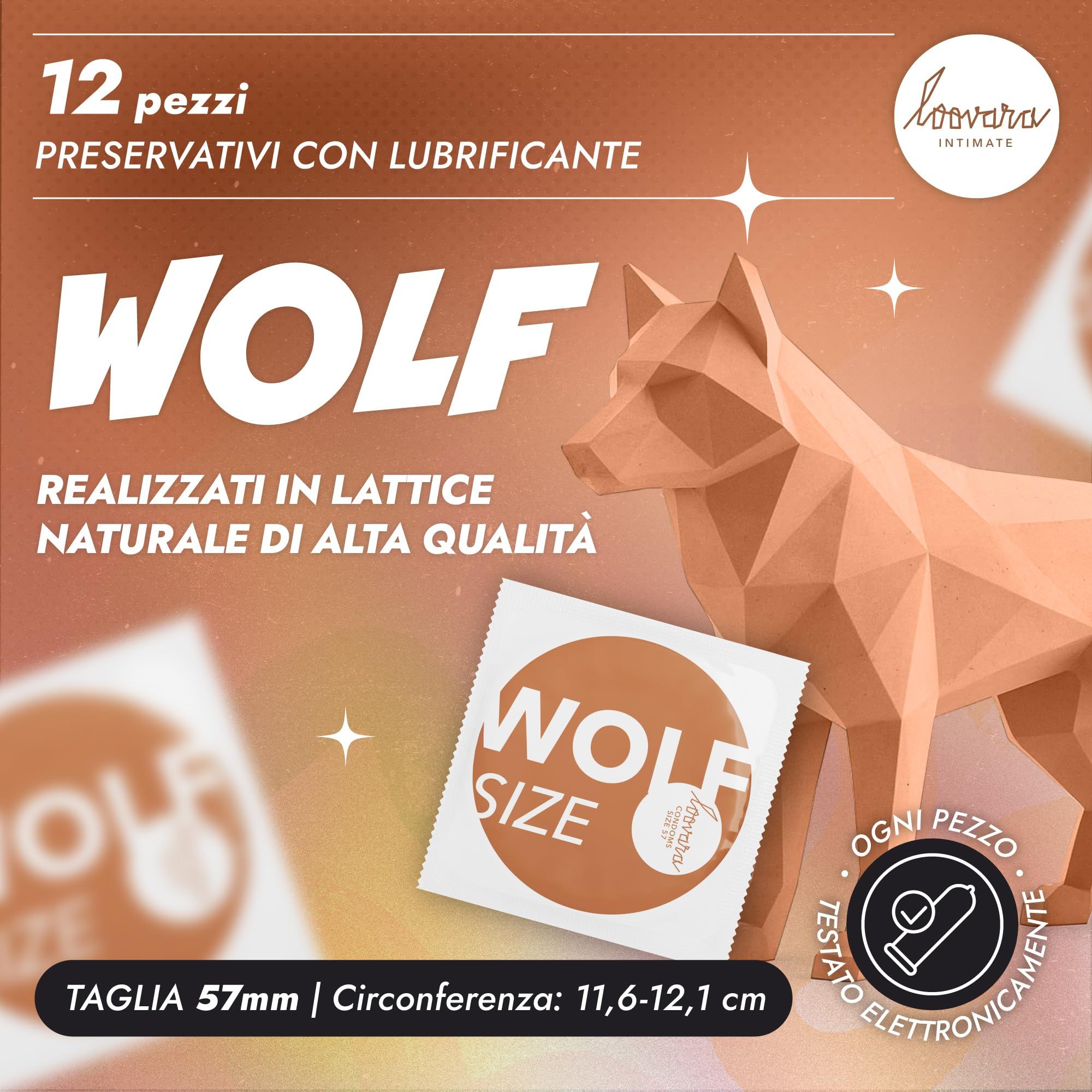 Loovara Wolf Kondome, 12 Stück, mit Schmiermittel, aus natürlichem Latex.