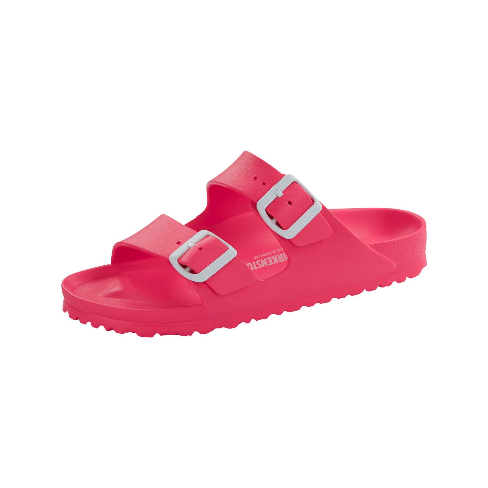 Birkenstock Arizona coral Gr. 36. Korallenfarbene Sandalen mit zwei verstellbaren Riemen und silbernen Schnallen.