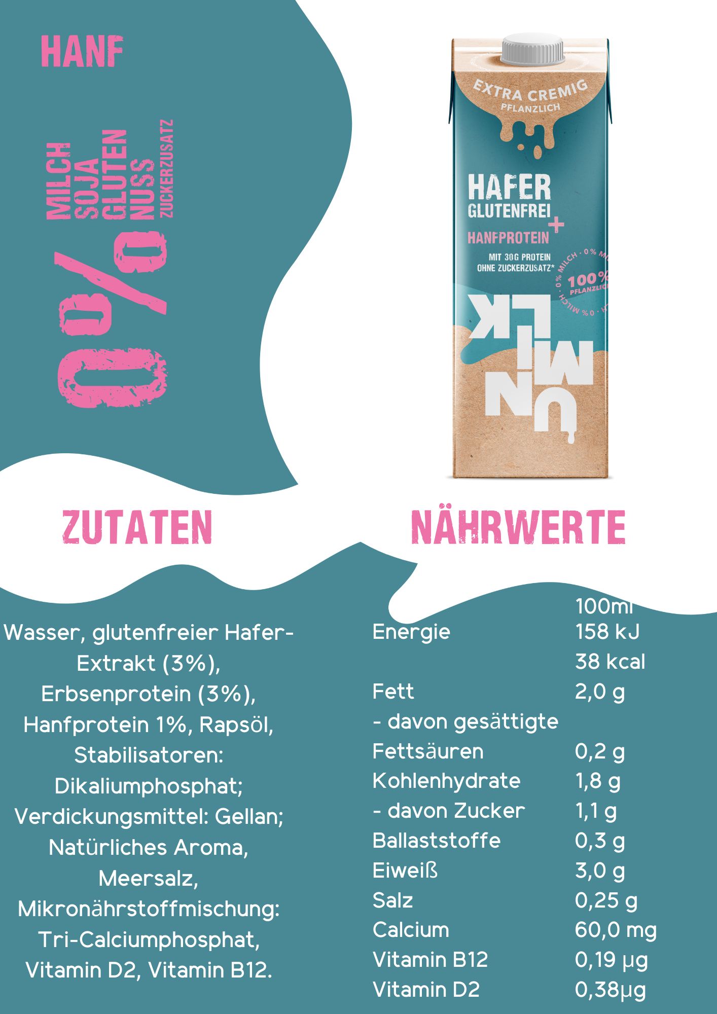 Unmilk Original Hanfprotein Hafer