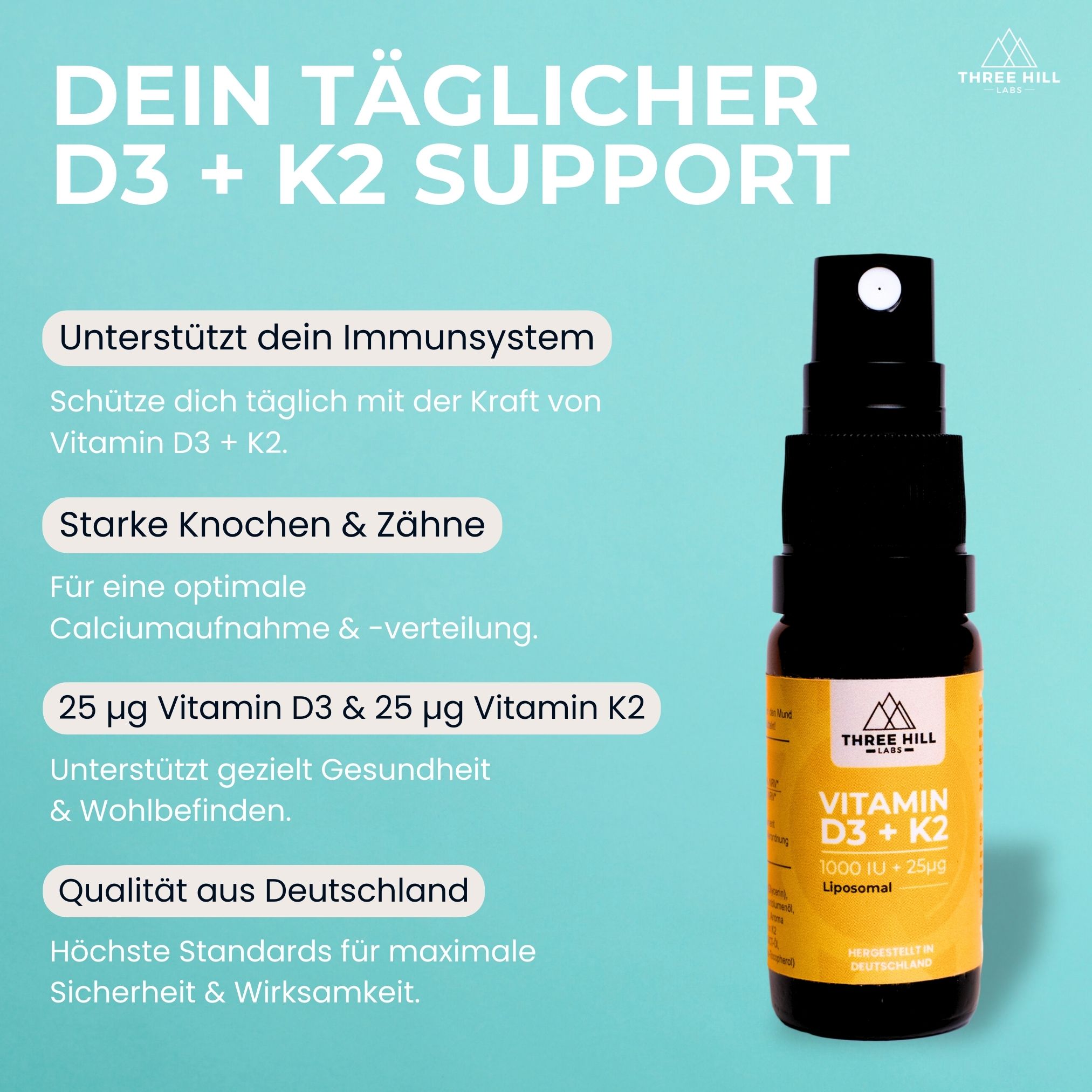 Three Hill Labs Vitamin D3 K2 Spray liposomal